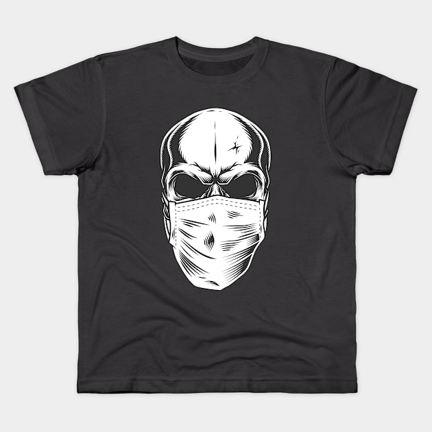 Masked Skull Design Kids T-Shirt by Mako Design 